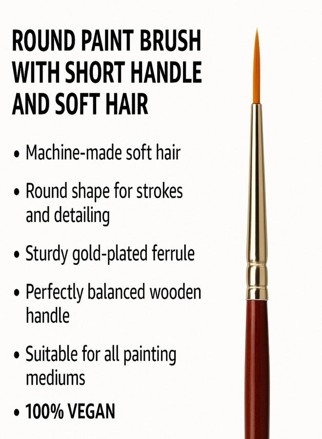 Camel Camlin Kokuyo Gold Synthetic Round Paint Brush Set, Series 66, Pack of 15, Synthetic Taklon Bristle, Size- 000,00,0,1,2,3,4,5,6,7,8,9,10,11,12, with Brush Container, SGOLDR - Image 2